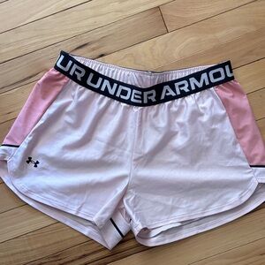 Under Armour Women's Pink and Black Athletic Shorts